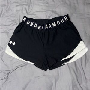 Under Armour Black and White Athletic Shorts with Contrast Trim